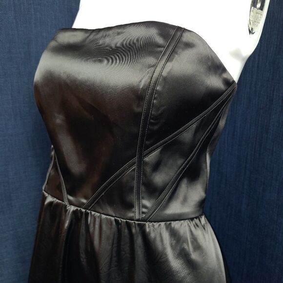 Hailey Adrianna Papell Satin Embossed Formal Dress Prom Party Club Strapless - Picture 3 of 12